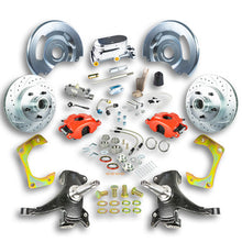 The Right Stuff 63-70 GM Truck &amp; Sub, 2" Drop Std Front Disc Brake Kit Red Calipers Chrome Upper - (TSD6315DZX)