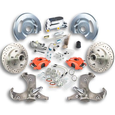 The Right Stuff 63-70 Chevy/GMC Truck/Suburban, Std Front Disc Kit Red Calipers Chrome Upper - (TSD6316ZX)