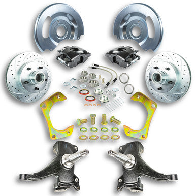 The Right Stuff 1960-62 GM Truck/Suburban 2WD 2" Drop, At The Wheel Disc Brake Kit, Blk Calipers - (TWK6015DB)