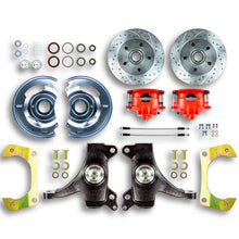 The Right Stuff 63-70 GM Truck/Suburban, 2WD, 2" Drop At The Wheel Disc Brake kit Red Calipers - (TWK6315DZ)