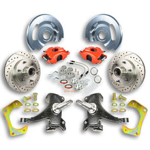 The Right Stuff 63-70 GM Truck/Suburban, 2WD, 2" Drop At The Wheel Disc Brake kit Red Calipers - (TWK6316DZ)