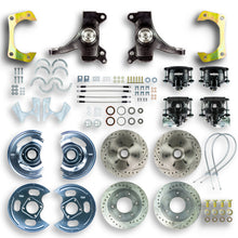 The Right Stuff 63-70 GM Truck/Suburban 2WD 2" Drop, 4 wheel At The Wheel Disc Kit, Blk Calipers - (TWK6346DB)