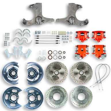 The Right Stuff 1963-70 GM Truck/Suburban 2WD 4 Wheel "At The Wheel" Disc Brake Kit Red Calipers - (TWK6346Z)