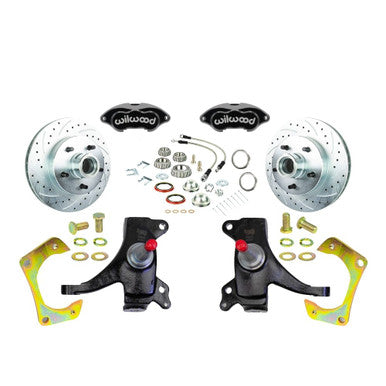The Right Stuff 1973-87 GM Truck 2WD, 2" Drop At The Wheel Disc Brake Kit Black Wilwood Calipers - (TWK7325DBP)