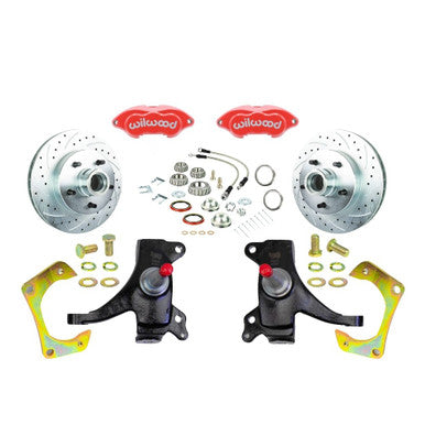 The Right Stuff 73-87 GM Truck/Sub 2WD, 2" Drop At The Wheel Disc Brake Kit Red Wilwood Calipers - (TWK7325DZP)