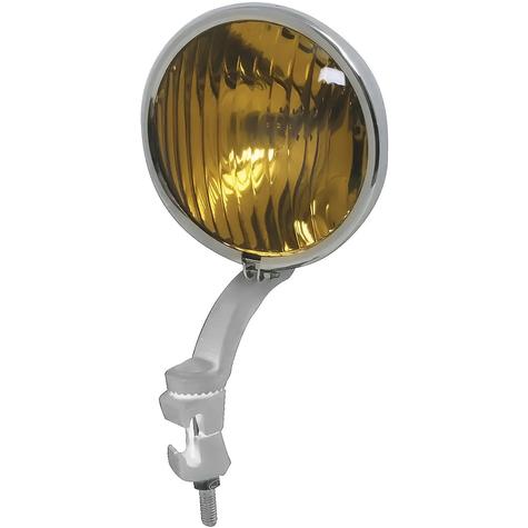 1936-38 Chrome Fog Light; Ribbed Amber Glass Lens with Chrome Bracket