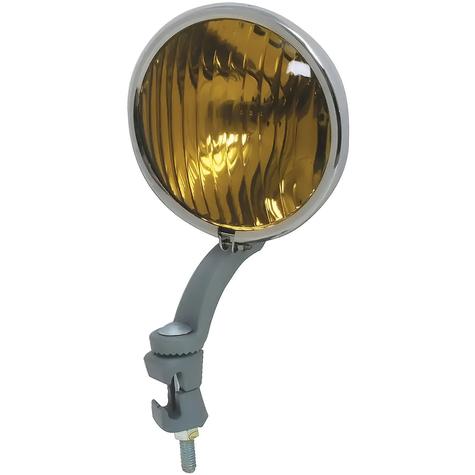 1936-38 Chrome Fog Light; Ribbed Amber Glass Lens with Painted Bracket