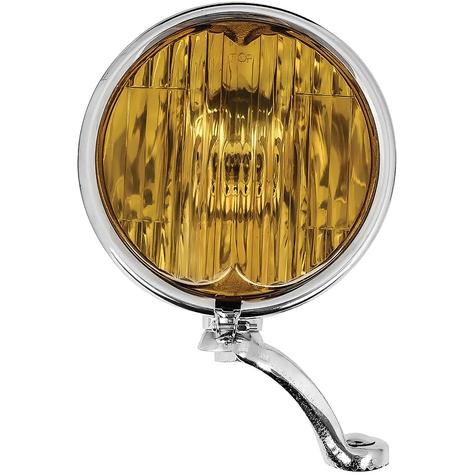 1939 Chrome Fog Light with "Cat Eye" Style Amber Glass Lens; Chrome Bracket