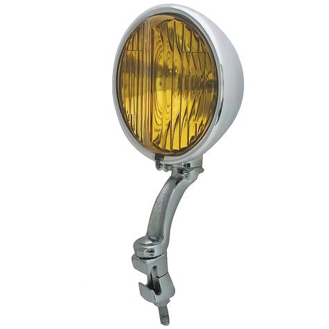 1939 Chrome Fog Light with "Cat Eye" Style Amber Glass Lens; Painted Bracket