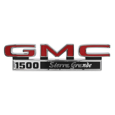 Trim Parts 1971-1972 GMC Truck Front Fender “GMC 1500 Sierra Grande” Emblem W/Fasteners, Pair - (9825)