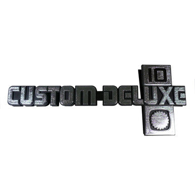 Trim Parts 1981-1988 Chevy Truck Front Fender "Custom-Deluxe 10" Emblems W/Fasteners, Pair - (9911)
