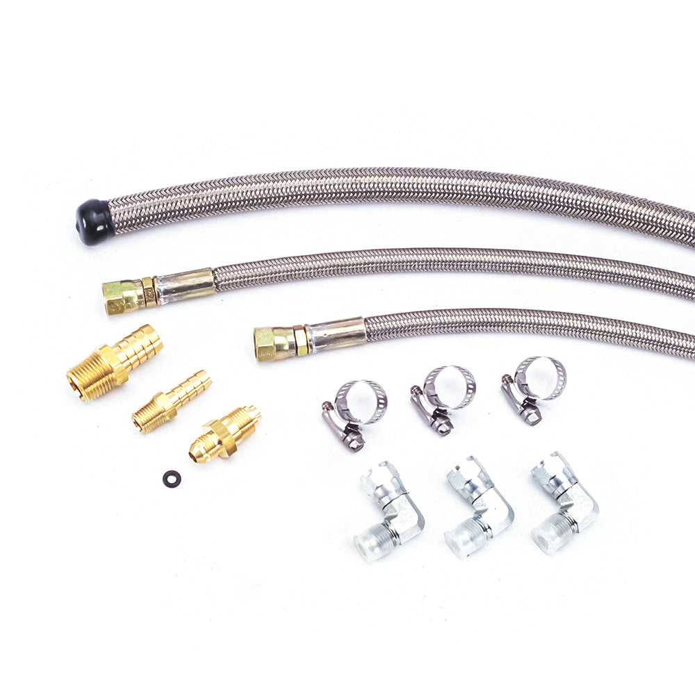 Stainless Braided Hose Kit - Remote Reservoir (GM-style fits Flaming River Power Rack)