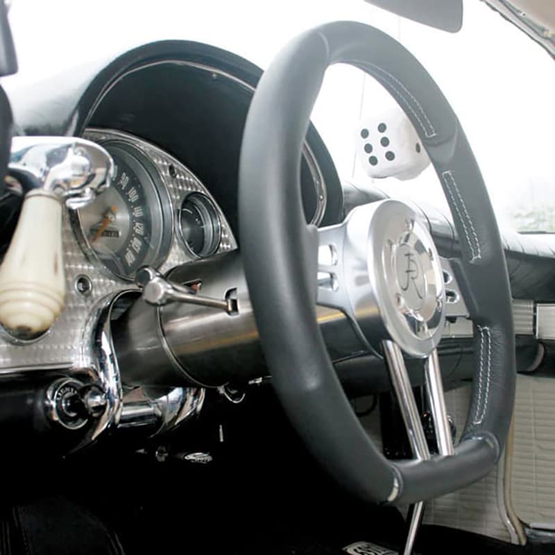 1956-57 T-Bird Floor Shift Tilt Column: Aftermarket Wheel - Paintable Mill Finish