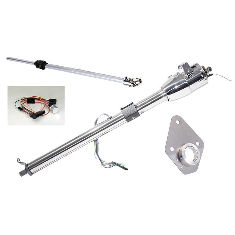 1966-77 Bronco Column Install Kit - Polished Column Shift Column - for Aftermarket Wheel