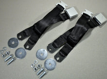 VINTAGE CHROME RETRO HOT ROD MUSCLE CAR TRUCK BLACK SEAT BELTS 2 SETS W/HARDWARE