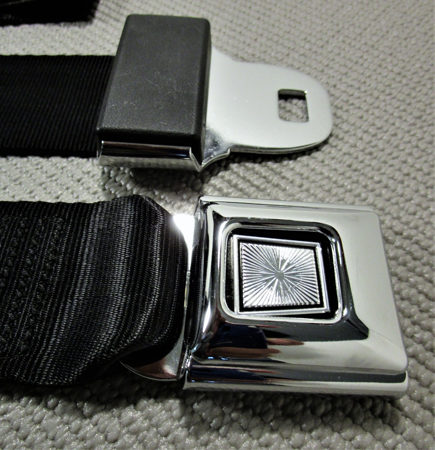 1955-1972 CHEVROLET GMC PICK-UP TRUCK CHROME OE STYLE  BLACK SEAT BELTS 3 SETS