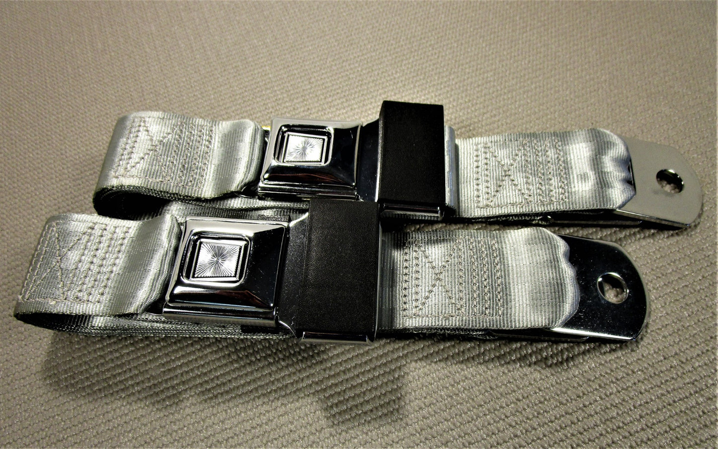 1955-1972 CHEVROLET GMC PICK-UP TRUCK CHROME OE STYLE GREY SEAT BELTS 2 SETS