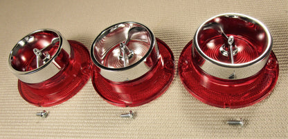 1963 CHEVROLET IMPALA HI-SHINE CHROME REAR TRIM BEZEL AND TAIL LIGHT LENS SET