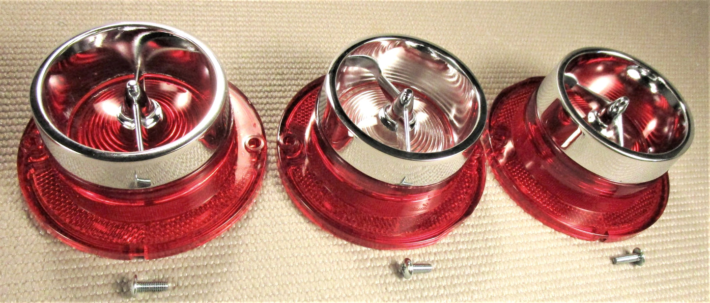 1963 CHEVROLET IMPALA HI-SHINE CHROME REAR TRIM BEZEL AND TAIL LIGHT LENS SET