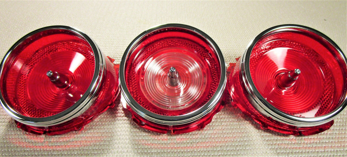 1965 CHEVROLET IMPALA REAR TAIL LAMP & BACKUP LIGHTS LENS SET NEW