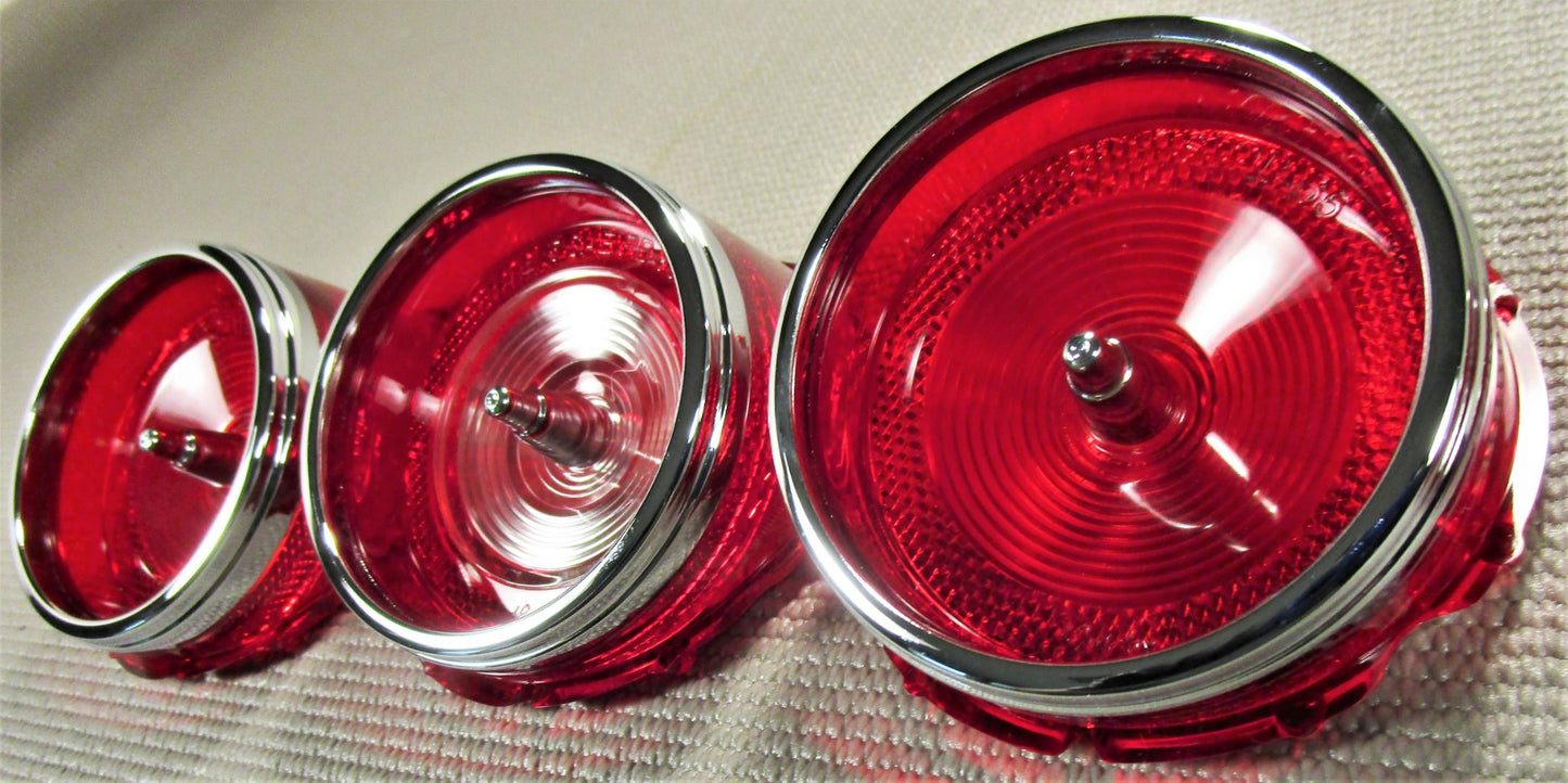 1965 CHEVROLET IMPALA REAR TAIL LAMP & BACKUP LIGHTS LENS SET NEW