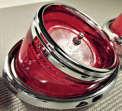 1965 CHEVROLET IMPALA TAIL LAMP LIGHT LENS & HI-SHINE CHROME TRIM RING BEZEL SET