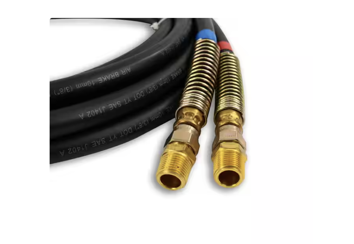 HD Value Trailer Air Line Set, 15 Foot Length, Rubber Hose